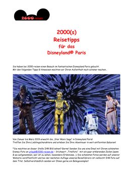 2000(S) REISETIPPS Für Disneyland® Paris