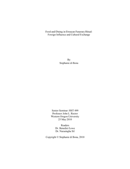 Food and Dining in Etruscan Funerary Ritual: Foreign Influence and Cultural Exchange