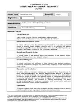 DISSERTATION ASSESSMENT PROFORMA: Empirical 1