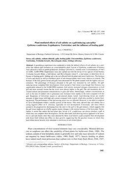 Plant-Mediated Effects of Soil Salinity on a Gall-Inducing Caterpillar Epiblema Scudderiana (Lepidoptera: Tortricidae) and the Influence of Feeding Guild