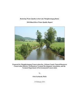 2010 Black River Water Quality Report Prepared for Memphrémagog