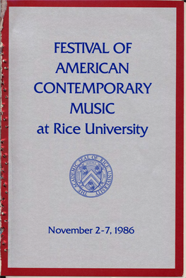 FESTIVAL of AMERICAN CONTEMPORARY MUSIC at Rice University