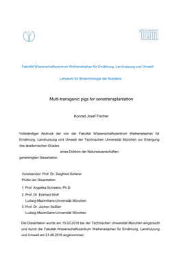 Multi-Transgenic Pigs for Xenotransplantation