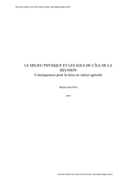 Le Milieu Physique Et Les Sols De L'île De La Réunion