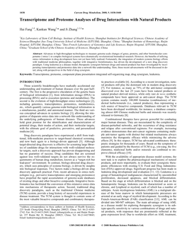 Transcriptome and Proteome Analyses of Drug Interactions with Natural Products