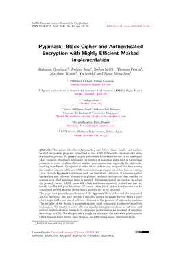 Block Cipher and Authenticated Encryption with Highly Efficient