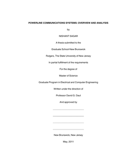 Powerline Communications Systems: Overview and Analysis