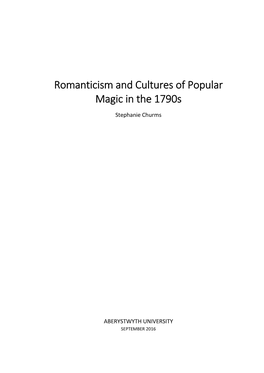Romanticism and Cultures of Popular Magic in the 1790S