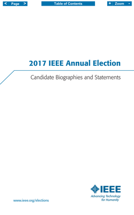 2017 IEEE Annual Election Candidate Biographies and Statements