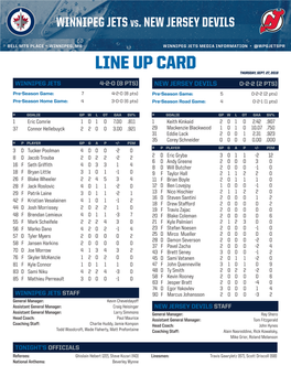 Line up Card Thursday, Sept