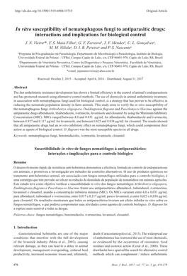 In Vitro Susceptibility of Nematophagous Fungi to Antiparasitic Drugs: Interactions and Implications for Biological Control J