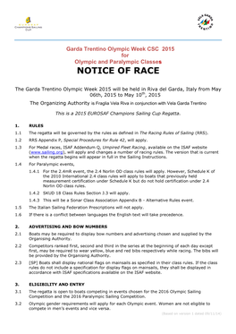 Notice of Race