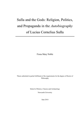 Religion, Politics, and Propaganda in the Autobiography of Lucius Cornelius Sulla