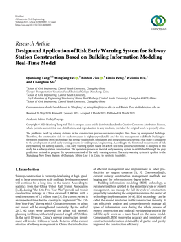 Design and Application of Risk Early Warning System for Subway Station Construction Based on Building Information Modeling Real-Time Model