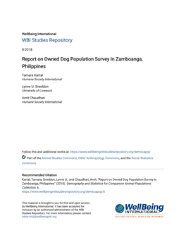 Report on Owned Dog Population Survey in Zamboanga, Philippines