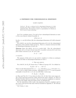 Arxiv:Math/0511211V1 [Math.KT] 8 Nov 2005 H Ommpsml Sn H Aosato,Sermr B.2