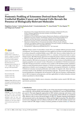 Proteomic Profiling of Ectosomes Derived from Paired Urothelial