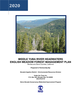 Middle Yuba River Headwaters English Meadow Forest Management