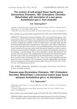 Coleoptera: Cleroidea: Malachiidae) with Description of a New Genus Australolaius Gen.N