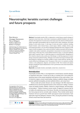 Neurotrophic Keratitis: Current Challenges and Future Prospects