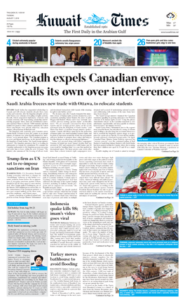 Riyadh Expels Canadian Envoy, Recalls Its Own Over Interference