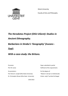 (OSU-Ugent): Studies in Ancient Ethnography. Barbarians in Strabo's