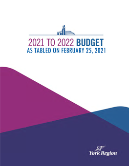 Tabled 2021 Budget (As Tabled February 25, 2021)