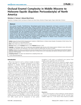 Equidae: Perissodactyla) of North America