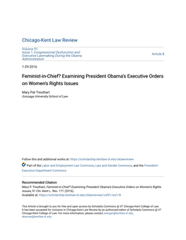 Examining President Obama's Executive Orders on Women's Rights Issues