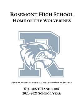 Student Handbook 2020-2021 School Year Rosemont High School Student Handbook