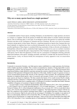 Why Are So Many Species Based on a Single Specimen?