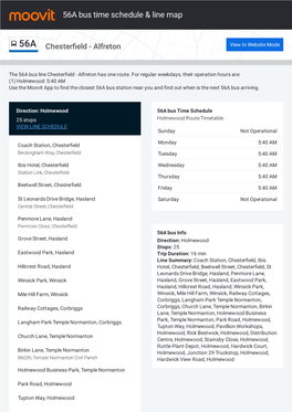 56A Bus Time Schedule & Line Route