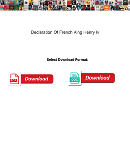 Declaration of French King Henry Iv