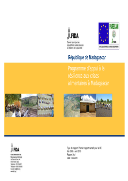 Programme D'appui À La Résilience Aux Crises Alimentaires À Madagascar (PARECAM) Rapport D’Activité