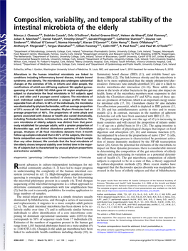 Composition, Variability, and Temporal Stability of the Intestinal Microbiota of the Elderly