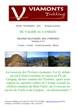 DU VALIER AU CANIGOU La Traversée Des