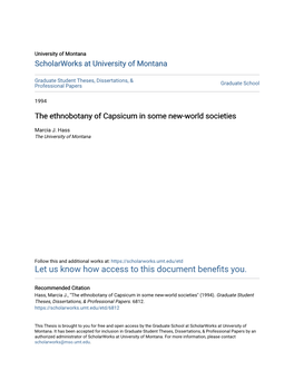The Ethnobotany of Capsicum in Some New-World Societies