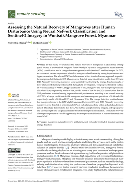 Assessing the Natural Recovery of Mangroves After Human Disturbance Using Neural Network Classiﬁcation and Sentinel-2 Imagery in Wunbaik Mangrove Forest, Myanmar