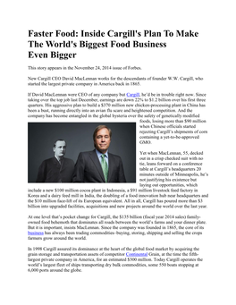 Faster Food: Inside Cargill's Plan to Make the World's Biggest Food Business Even Bigger