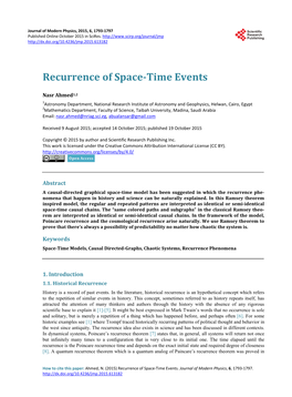 Recurrence of Space-Time Events