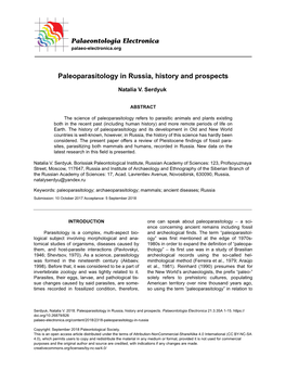 Paleoparasitology in Russia, History and Prospects