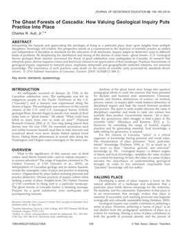 The Ghost Forests of Cascadia: How Valuing Geological Inquiry Puts Practice Into Place Charles R