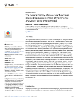 The Natural History of Molecular Functions Inferred from an Extensive Phylogenomic Analysis of Gene Ontology Data