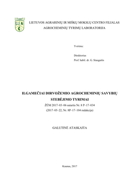 Ilgamečiai Dirvožemio Agrocheminių Savybių Tyrimai 2017