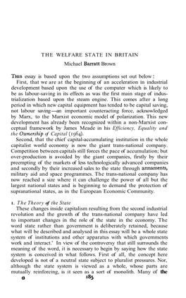 THE WELFARE STATE in BRITAIN Michael Barratt Brown THIS Essay