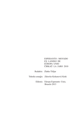 Esperanto - Movado En Landoj De Eŭropa Unio Ĉirkaŭ La Jaro 2010