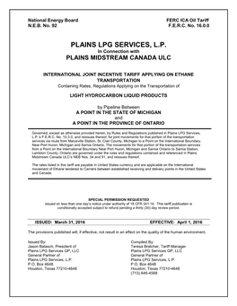 PLAINS LPG SERVICES, L.P. in Connection with PLAINS MIDSTREAM CANADA ULC