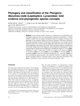 Phylogeny and Classification of the Phengaris– Maculinea Clade (Lepidoptera: Lycaenidae): Total Evidence and Phylogenetic Species Concepts