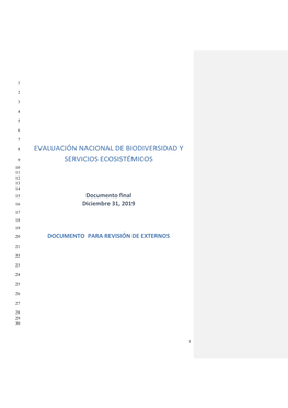 Evaluación Nacional De Biodiversidad Y Servicios Ecosistémicos