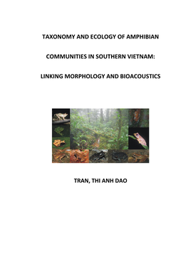 Taxonomy and Ecology of Amphibian